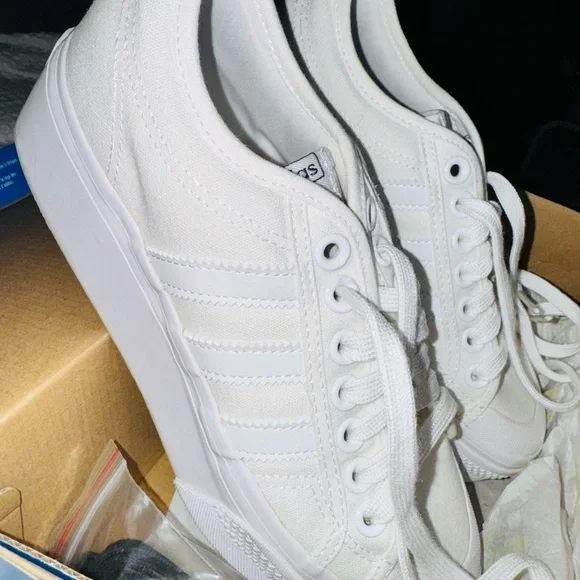 Adidas Platform White Canvas Sneakers - Picture 8 of 8